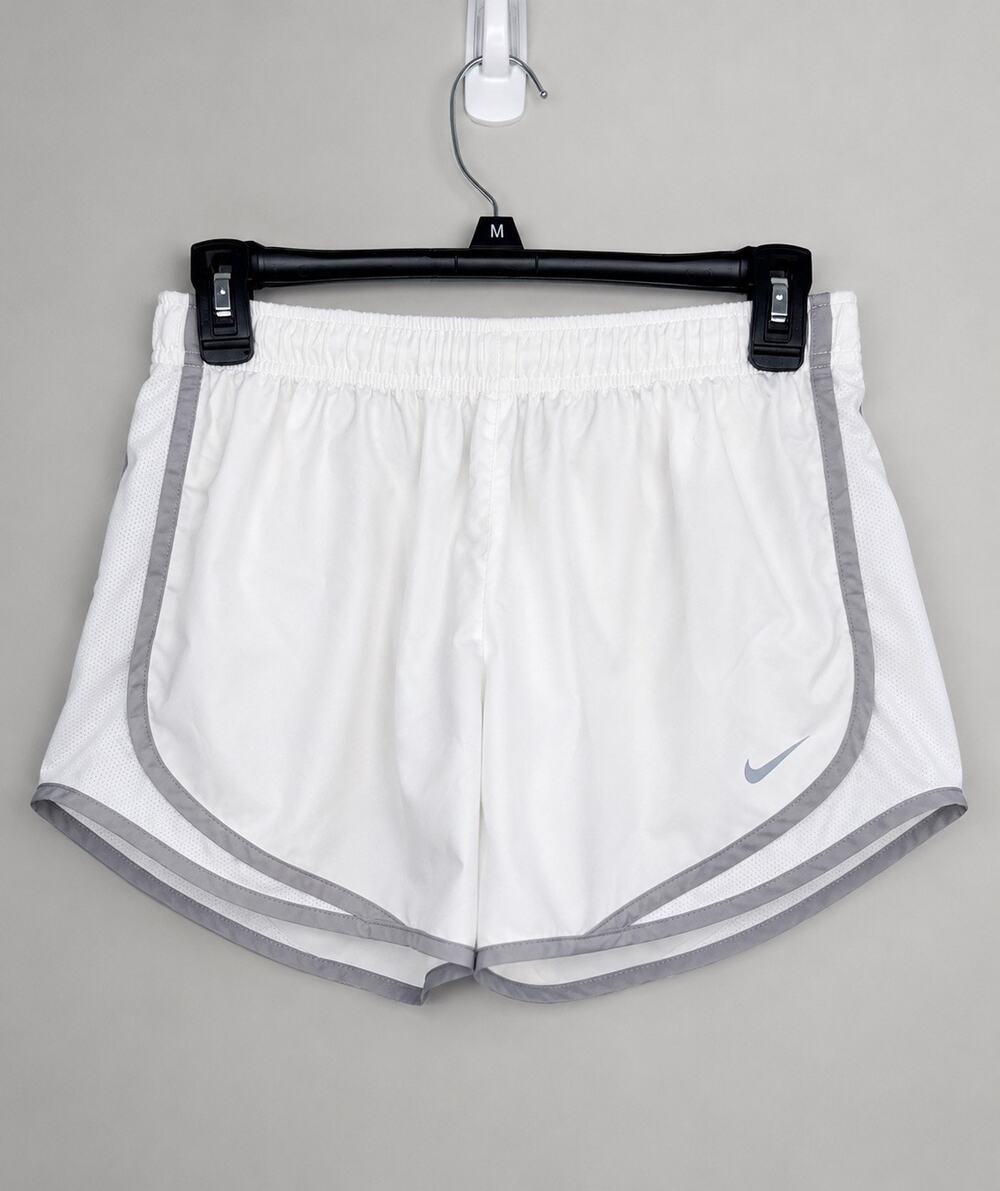 Nike Dri-FIT White Running Shorts Women’s White & Gray Athletic Workout Shorts M